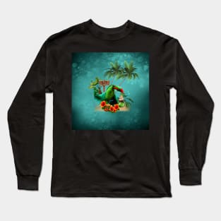 Tropical design with cute toucan with a drink and palm trees Long Sleeve T-Shirt